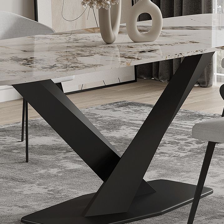 Modern Rectangle Dinette Set 1/3/4/5/7/9 Pieces Sintered Stone Top Dining Table Set Clearhalo 'Dining Room Sets' 'Dining Tables & Seating' 'dining_room_set' 'furn' 'furn_dining_room_set' 'Furniture' 'furniture_dining_room_set' 'Kitchen & Dining Furniture' 1200x1200_b1255c69-b562-4e8e-9b25-3776b9610a6f