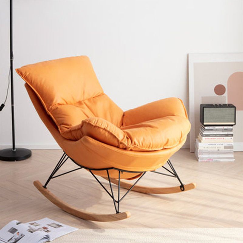 Modern Rocking Chair Faux Leather Solid Color Glider Chair with Ottoman Clearhalo 'Chairs & Seating' 'furn' 'furn_rocking_chairs' 'Furniture' 'Living Room Furniture' 'Rocking Chairs' 'rocking_chairs' 1200x1200_b1258d14-744e-4dee-b6bb-904c62911f0e