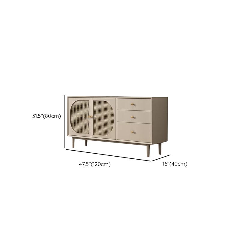 Solid Wood Glass/Rattan Door Cabinet Mid Century Beige Chest with Drawers Clearhalo 'Cabinets & Chests' 'cabinets_chests' 'furn' 'furn_cabinets_chests' 'Furniture' 'Living Room Furniture' 1200x1200_b125c391-5c5a-4ea8-8d0f-b6d891bb9570