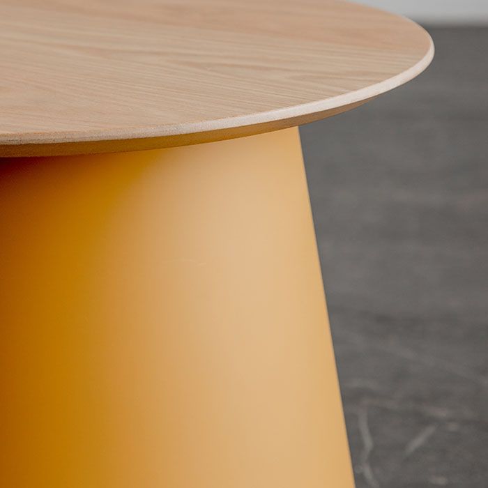 Contemporary Wooden Round Top Table Acrylic Pedestal End Table