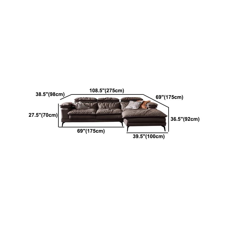 Modern Style Sofa Bed Imitation Leather Material Grey/khaki/coffee Feather Padded Sofa Clearhalo 'furn' 'furn_sectionals' 'Furniture' 'Living Room Furniture' 'Sectionals' 1200x1200_b126f5ba-8c62-4a2a-a4b6-355cada81639