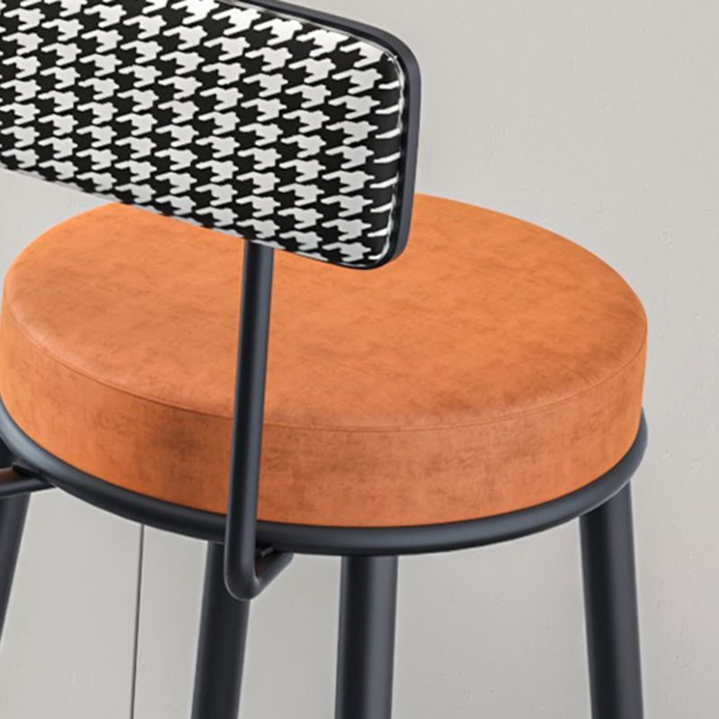 Modern Armless Backrest Counter Stool Iron Kitchen Bar Stool with Velvet Cushion Clearhalo 'Bar Furniture' 'Bar Stools' 'bar_stools' 'furn' 'furn_bar_stools' 'Furniture' 'furniture_bar_stools' 'Kitchen & Dining Furniture' 1200x1200_b1272da8-d19d-4598-a1bb-e5710dd9986d