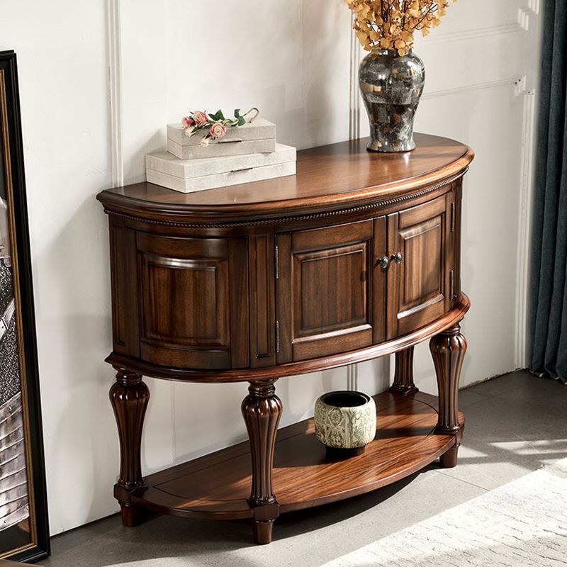 Half Moon Shape Contemporary Console Table Brown Wood Console Sofa Table