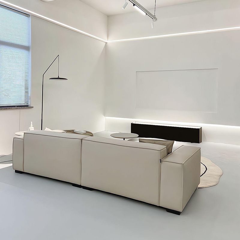 Divano a braccio quadrato a 4 posti moderno 110.23 "divano in leatine di beige largo