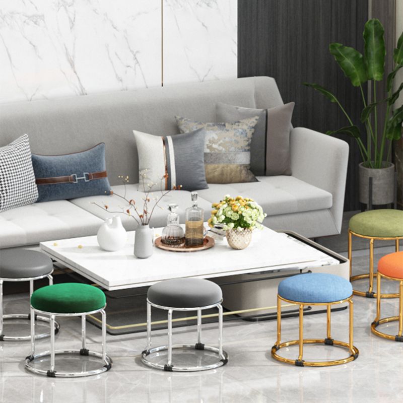 Standard Ottoman Fade Resistant Cotton Blend Glam Round Solid Color Ottoman Clearhalo 'furn' 'furn_ottomans_poufs' 'Furniture' 'Living Room Furniture' 'Ottomans & Poufs' 'ottomans_poufs' 1200x1200_b12b0734-8807-4ca6-902f-69b54fd1ae98