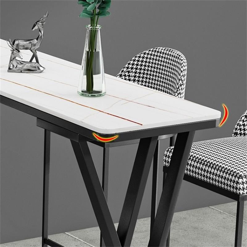 White Modern Style Rectangle Bar Table in Faux Marble and Metal Coffee Shop Bar Table Clearhalo 'Bar Furniture' 'Bar Tables' 'bar_tables' 'furn' 'furn_bar_tables' 'Furniture' 'furniture_bar_tables' 'Kitchen & Dining Furniture' 1200x1200_b12b0c03-9144-40fd-b2c0-f0fc920ffaa0