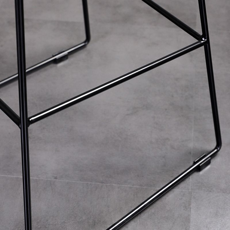 Contemporary Upholstered Backrest Armless Bar Stools with Metal Base