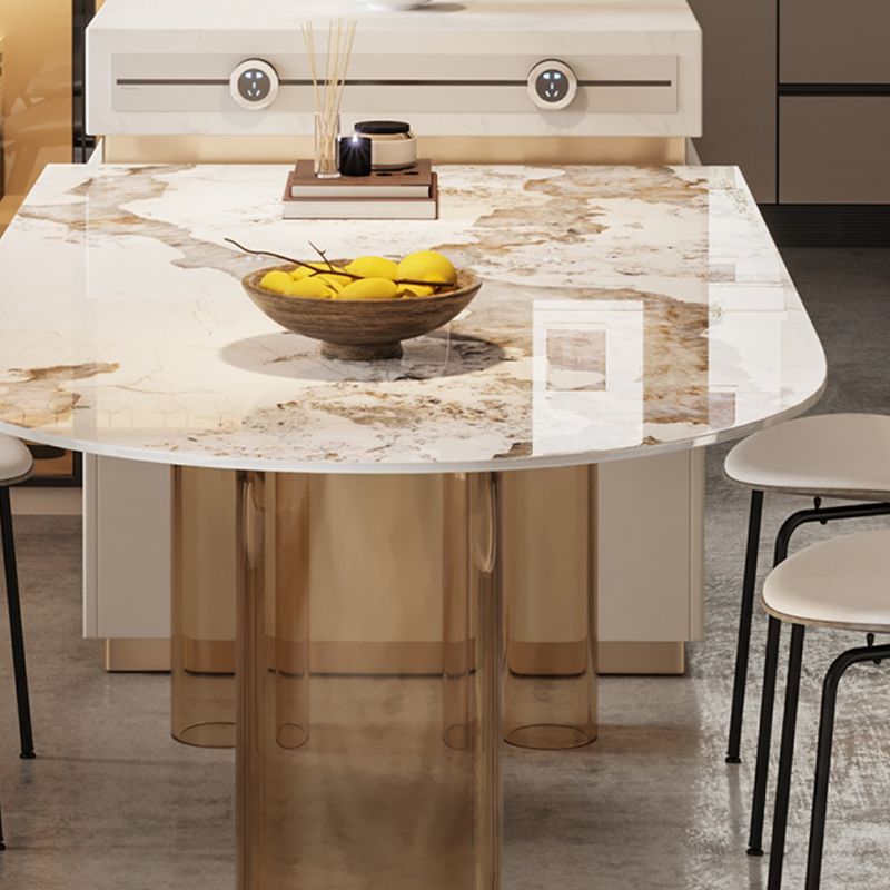 Free Form Modern Dining Table Stone Top Dinette Table with Acrylic Base Clearhalo 'Dining Tables & Seating' 'Dining Tables' 'dining_table' 'furn' 'furn_dining_table' 'Furniture' 'Kitchen & Dining Furniture' 1200x1200_b12bdd66-0667-4dc4-9b15-94cb618e9e75