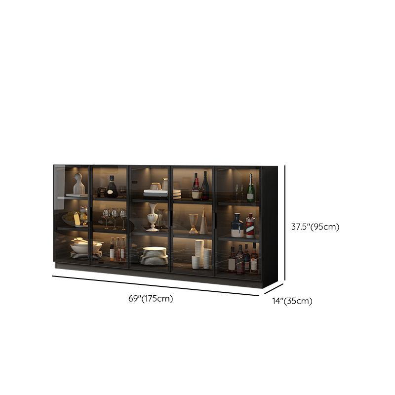 Contemporary Style Sideboard Wood Glass Doors Side Board with Cabinets Clearhalo 'buffet_sideboard' 'Buffets & Sideboards' 'furn' 'furn_buffet_sideboard' 'Furniture' 'Kitchen & Dining Furniture' 1200x1200_b12c7d8d-9a49-4842-8023-dfaec8960271