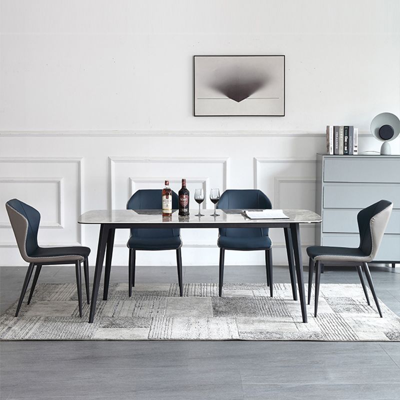 Modern Sintered Stone Table Set of 5/7 with Rectangle Table Dining Set with PU Leather Chairs Clearhalo 'Dining Room Sets' 'Dining Tables & Seating' 'dining_room_set' 'furn' 'furn_dining_room_set' 'Furniture' 'furniture_dining_room_set' 'Kitchen & Dining Furniture' 'kitchen&dining_furn' 'kitchen' 1200x1200_b12d62d0-46f9-41d2-9285-c96892554d54