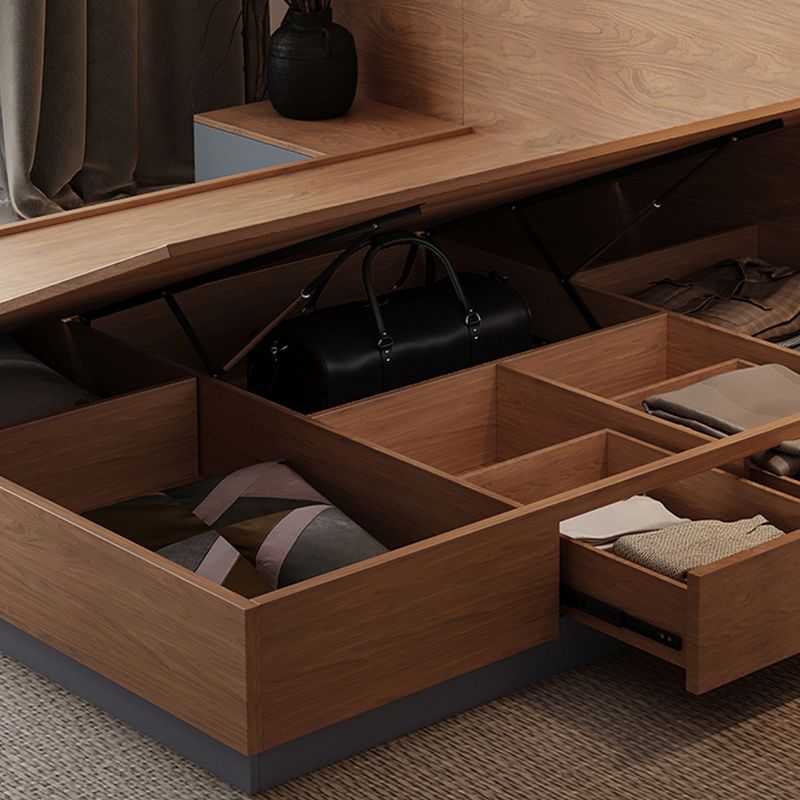 Brown Panel Bed Lift Up Storage Standard Rectangular Panel Bed Clearhalo 'Bedroom Furniture' 'Beds' 'furn' 'furn_beds' 'Furniture' 1200x1200_b130c739-5428-44a8-a457-b7ad6880e7b6