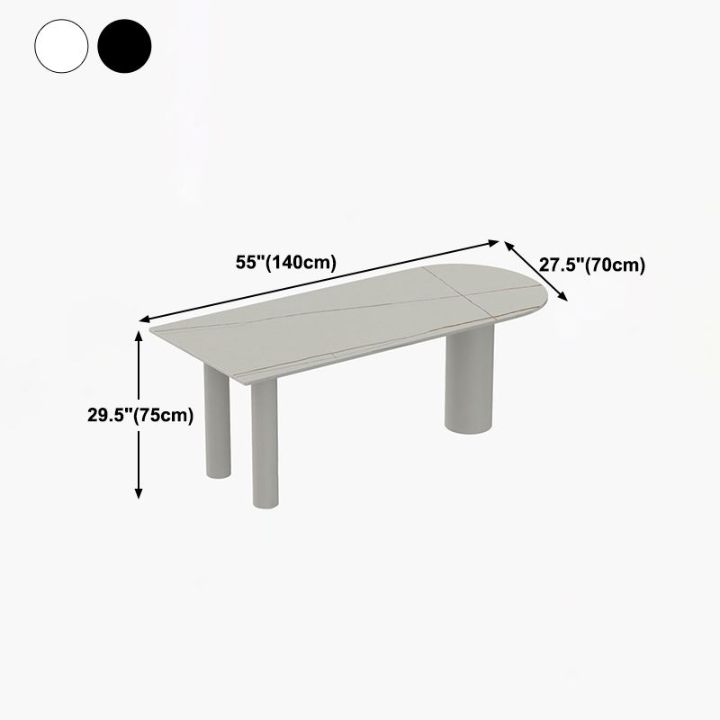 Free Form White Tone Dining Table Contemporary Sintered Stone Table with 3 Legs Clearhalo ' dining_table' 'Dining Tables & Seating' 'Dining Tables' 'furn' 'furn_dining_table' 'Furniture' 'furniture_dining_table' 'Kitchen & Dining Furniture' 'kitchen&dining_furn' 'kitchen' 'kitchen_dining_table' 1200x1200_b131590a-358b-4332-ae10-77cb355a93db