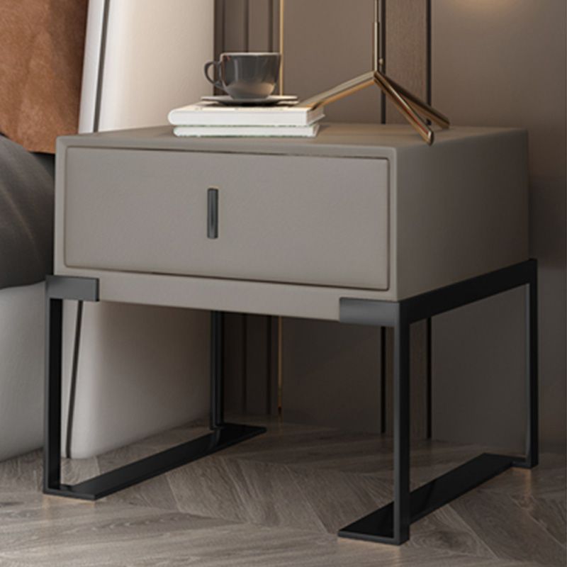 Leder 1 Schubladen Nachttisch zeitgenössischer Nachttisch mit Metallbeinen