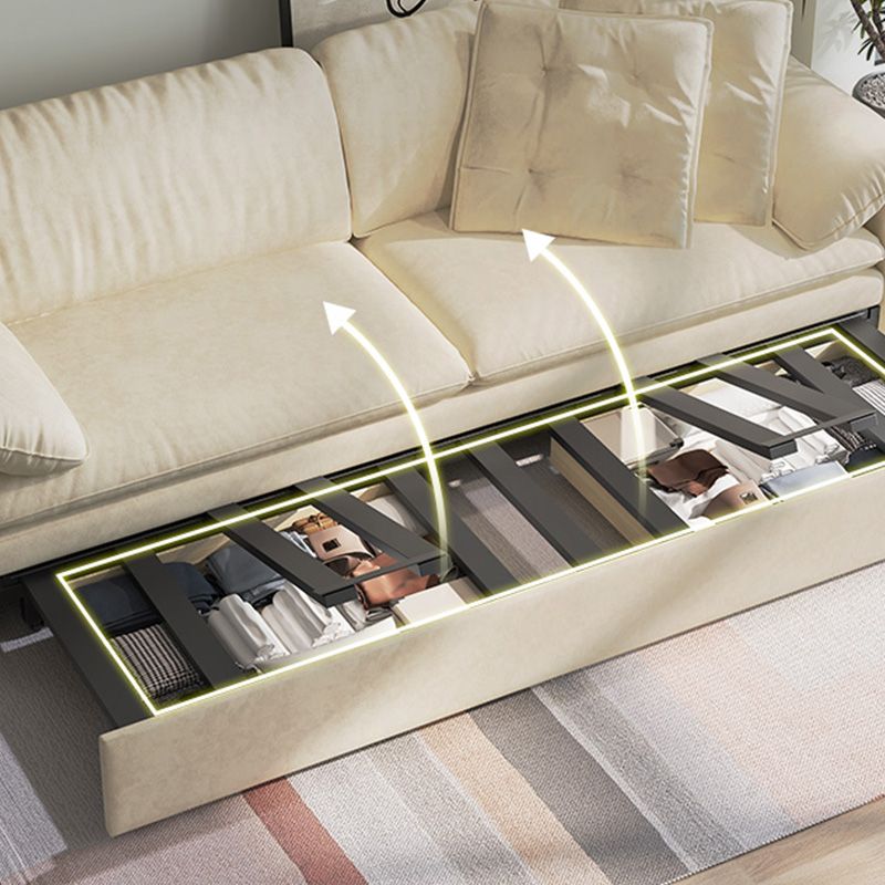 Glam Style White Futon Sleeper Sofa Bed in Velvet with Storage Clearhalo 'furn' 'furn_futons' 'Furniture' 'Futons & Daybeds' 'Futons' 'Living Room Furniture' 1200x1200_b13282ea-fb36-461b-85b5-3dcc5c105530