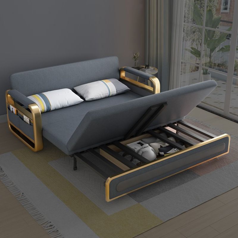 Divani convertibili grigi con divano dormiente in vetrina con archiviazione