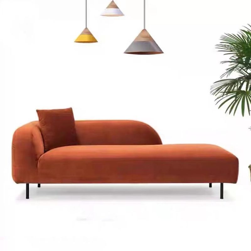 Living Room Chaise Square Arms Modern Chaise Lounge with Linen Upholster