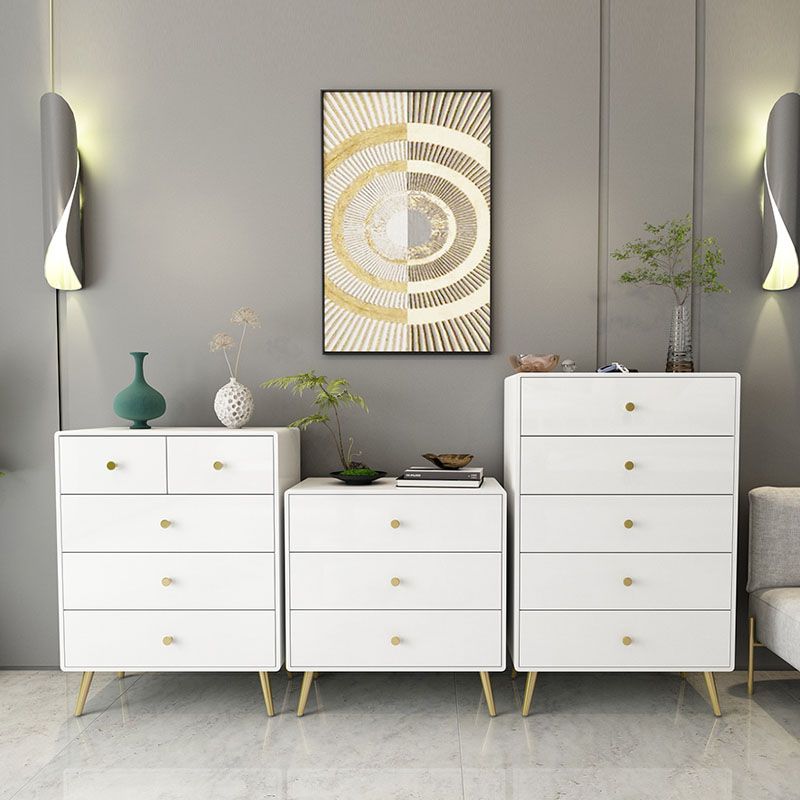 Glam witte opbergkast dressoir vaste dennen opbergkist met metalen voeten