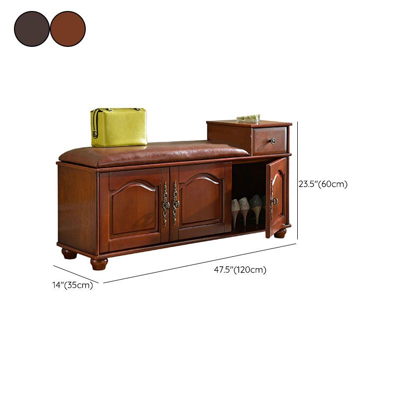 Traditional Entryway Bench Solid Wood Bench with Upholstered , 13.65 Inch W Clearhalo 'Benches' 'Chairs & Seating' 'furn' 'furn_benches' 'Furniture' 'Living Room Furniture' 1200x1200_b13aadb5-cf20-46d5-bca2-aa56d51d49fa