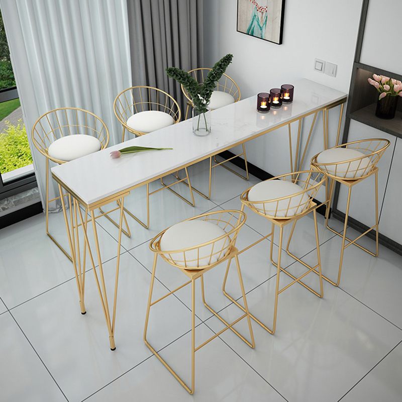 Glam Style Faux Marble Bar Counter Table Rectangle Bar Counter Table Clearhalo 'Bar Furniture' 'Bar Tables' 'bar_tables' 'furn' 'furn_bar_tables' 'Furniture' 'Kitchen & Dining Furniture' 1200x1200_b13bc40d-1705-48f8-ab02-fa35948a5f8f