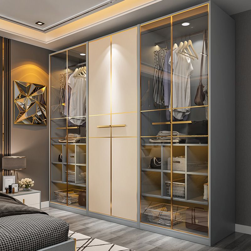 Asta di stoffa di guardaroba in legno moderno compreso l'armadio del guardaroba con morbida porta