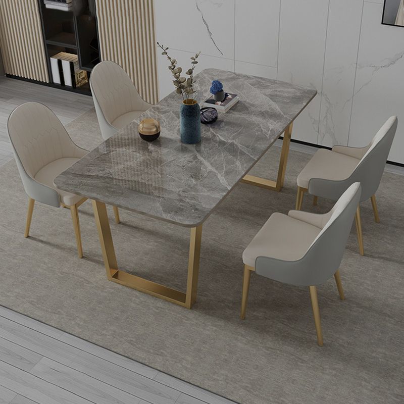 北欧1/5/7ピースダイニングセットカフェダイニングルーム用の長方形の石のダイニングテーブル