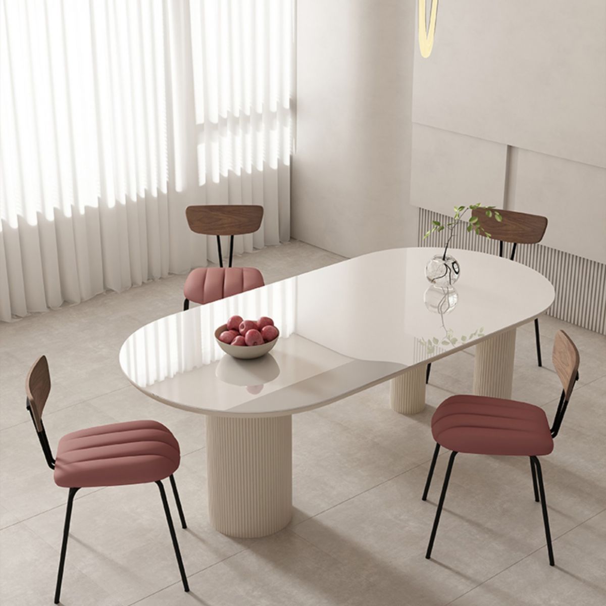 Slate and Metal Table Modern Minimalist Home White Dining Table