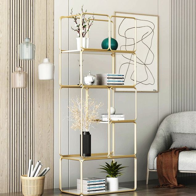 Modern Metal Book Shelf Open Shelf Bookcase with Shelves for Study Room