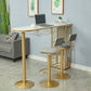 Glam Gold Iron Bar Table Faux Marble White Top Specialty 41.3"H Bistro Table Clearhalo 'Bar Furniture' 'Bar Tables' 'bar_tables' 'furn' 'furn_bar_tables' 'Furniture' 'furniture_bar_tables' 'Kitchen & Dining Furniture' 1200x1200_b13f3599-458b-4b67-96db-45baa09b52bd