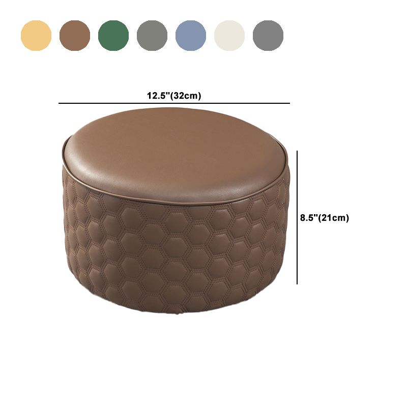 Stylish PU Ottoman Solid Color Water Resistant Round Footstool Ottoman Clearhalo 'furn' 'furn_ottomans_poufs' 'Furniture' 'Living Room Furniture' 'Ottomans & Poufs' 'ottomans_poufs' 1200x1200_b1405df4-db50-4332-a9e1-2031959675a8