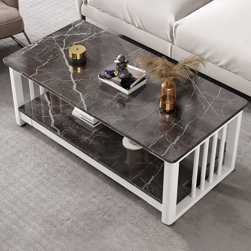 Slate 4 Legs Coffee Table Rectangle Single Coffee Table with Shelf Clearhalo 'Coffee & Accent Tables' 'Coffee Tables' 'coffee_tables' 'furn' 'furn_coffee_tables' 'Furniture' 'Living Room Furniture' 1200x1200_b1423021-a580-4933-9961-7c7a6854e553