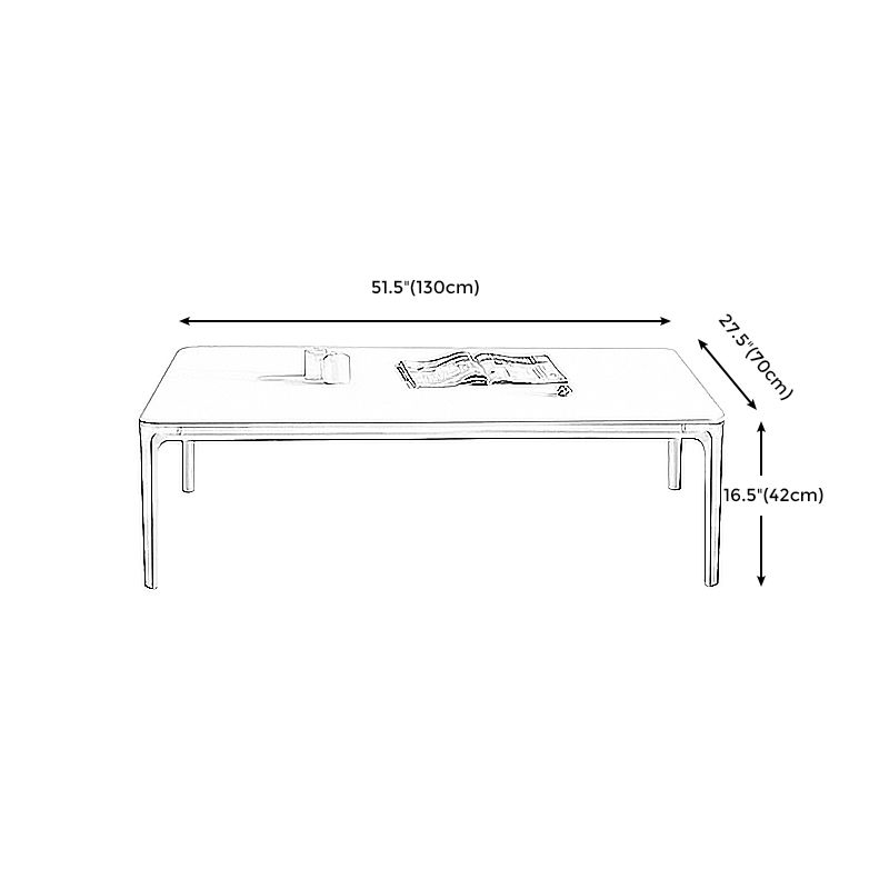 Moderne stijl 4 poten witte metalen basis leisteen rechthoekige salontafel voor woonkamer