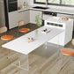 Modern Stone Rectangle Dining Table Double Pedestal Table for Dining Room Clearhalo 'Dining Tables & Seating' 'Dining Tables' 'dining_table' 'furn' 'furn_dining_table' 'Furniture' 'Kitchen & Dining Furniture' 1200x1200_b1433cb4-1375-4641-a790-34037d1dc84c