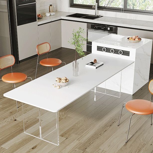 Modern Stone Rectangle Dining Table Double Pedestal Table for Dining Room Clearhalo 'Dining Tables & Seating' 'Dining Tables' 'dining_table' 'furn' 'furn_dining_table' 'Furniture' 'Kitchen & Dining Furniture' 1200x1200_b1433cb4-1375-4641-a790-34037d1dc84c