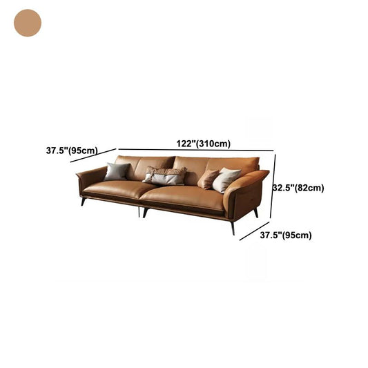 Orange Sponge Padded Leather Sofa with Pillow Back and Flared Armrest Sectional Clearhalo 'furn' 'furn_sectionals' 'Furniture' 'furniture_sectionals' 'Living Room Furniture' 'Sectionals' 1200x1200_b1462a82-0ac5-439b-9ca1-81de6947d9fd