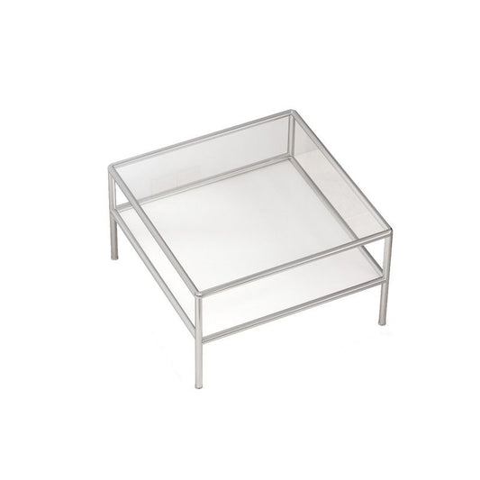Mesa de café de Top Square contemporánea con tapa de vidrio y 4 patas