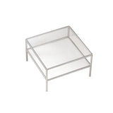 Mesa de café de Top Square contemporánea con tapa de vidrio y 4 patas