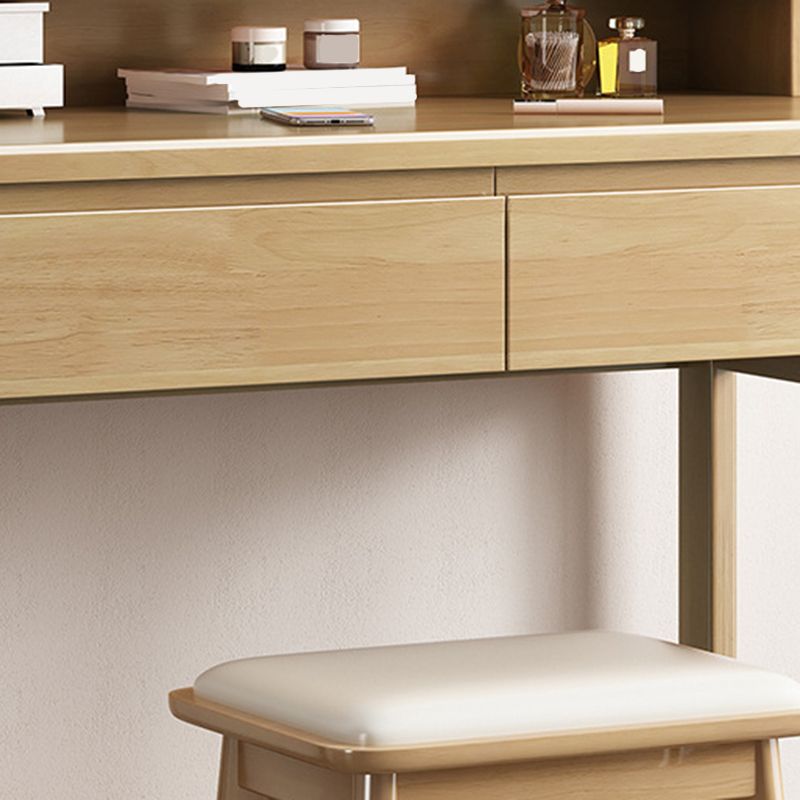 Juego de taburetes de tocador de maquillaje de madera maciza de tocador de tocador con espejo nórdico