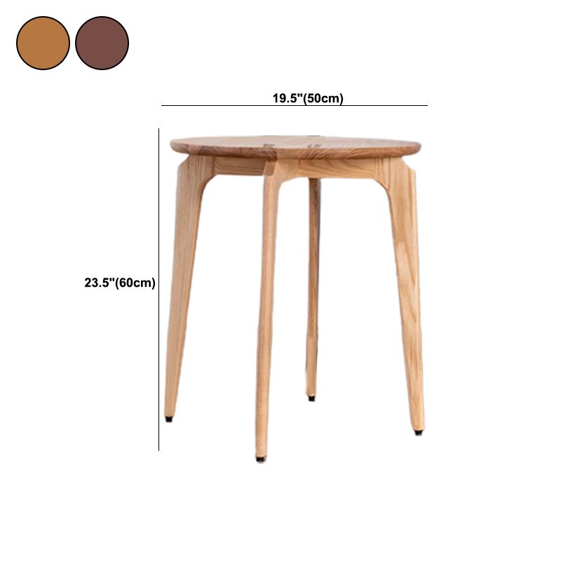 Scandinavian Round Solid Wood Top Side Table 23.6" Tall 3 Legs/4 Legs End Table