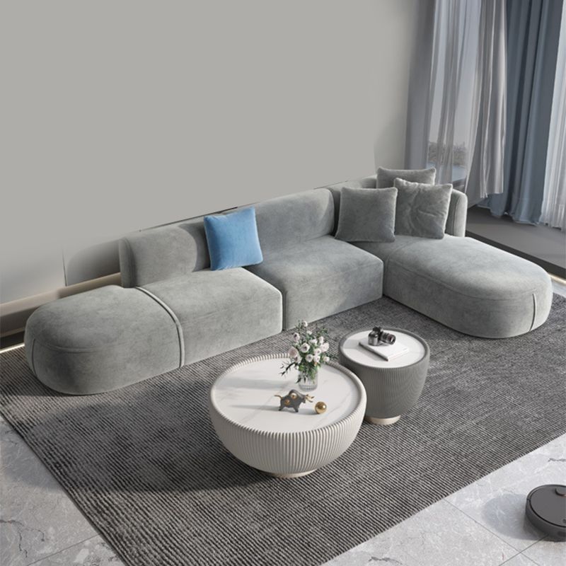 Canapé en velours gris avec chaise 68,9 "d canapé de bras carré avec oreillers