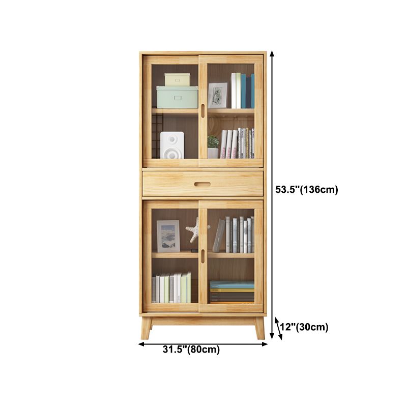 Natural Scandinavian Standard Bookcase Pine Wood Bookcase with Door Clearhalo 'Bookcases' 'furn' 'furn_bookcases' 'Furniture' 'furniture_bookcases' 'Office Furniture' 1200x1200_b1479217-31f0-44c2-aae7-c0026bd98d26