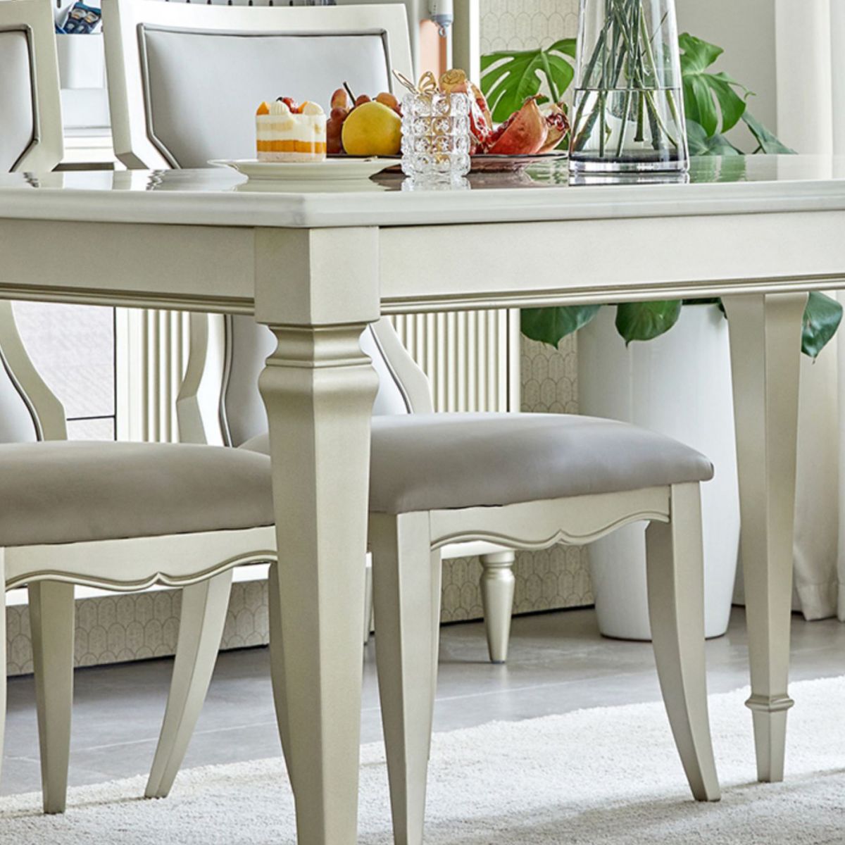 Glam Rectangle Dining Table White Faux Marble Tabletop for Home Clearhalo 'Dining Tables & Seating' 'Dining Tables' 'dining_table' 'furn' 'furn_dining_table' 'Furniture' 'Kitchen & Dining Furniture' 1200x1200_b1488a47-7ab8-4aef-bcf1-2ded48308cf3