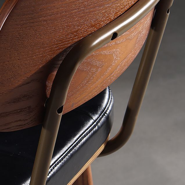 Leather Bar Stools with Wood Frame Contemporary Armless Stools for Home