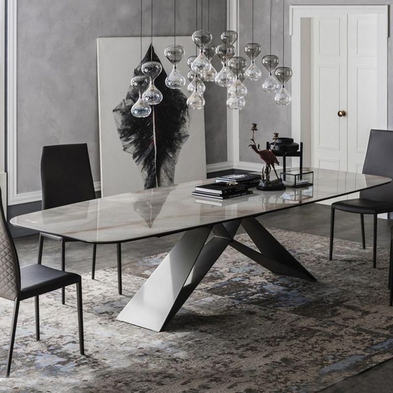 Metal Traditional Luxury Rectangular Table Sintered Stone Table for Dining Room and Kitchen Clearhalo ' dining_table' 'Dining Tables & Seating' 'Dining Tables' 'furn' 'furn_dining_table' 'Furniture' 'furniture_dining_table' 'Kitchen & Dining Furniture' 'kitchen&dining_furn' 'kitchen' 'kitchen_dining_table' 1200x1200_b14e3697-bd33-4666-b308-b657242a0374