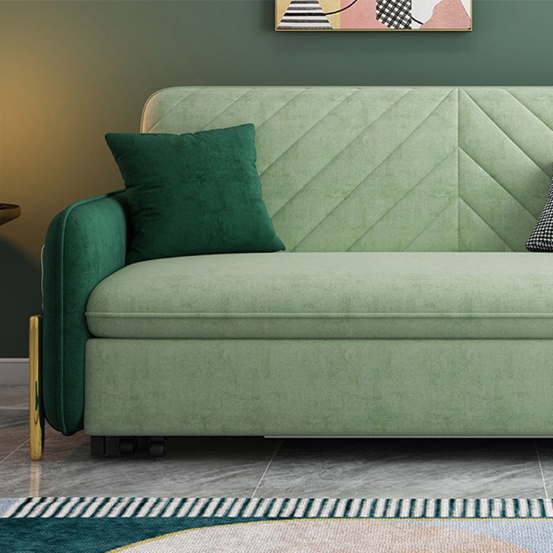 Pillow Included Convertible Sofa Green Foldable Upholstered Futon Sofa Bed