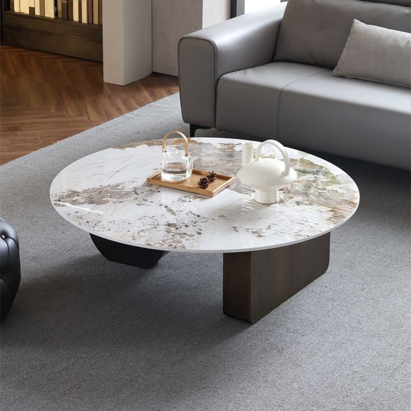 Mesa de centro rectangular de mármol blanco Mesa de cóctel redonda moderna