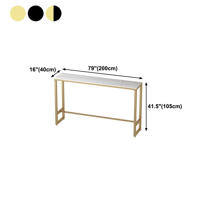 Glam Rectangle Stone Bistro Table Indoor Iron Bar Dining Table with Trestle Pedestal Clearhalo 'Bar Furniture' 'Bar Tables' 'bar_tables' 'furn' 'furn_bar_tables' 'Furniture' 'furniture_bar_tables' 'Kitchen & Dining Furniture' 1200x1200_b150d00c-dca3-4e65-bd9d-91e213f32a6b