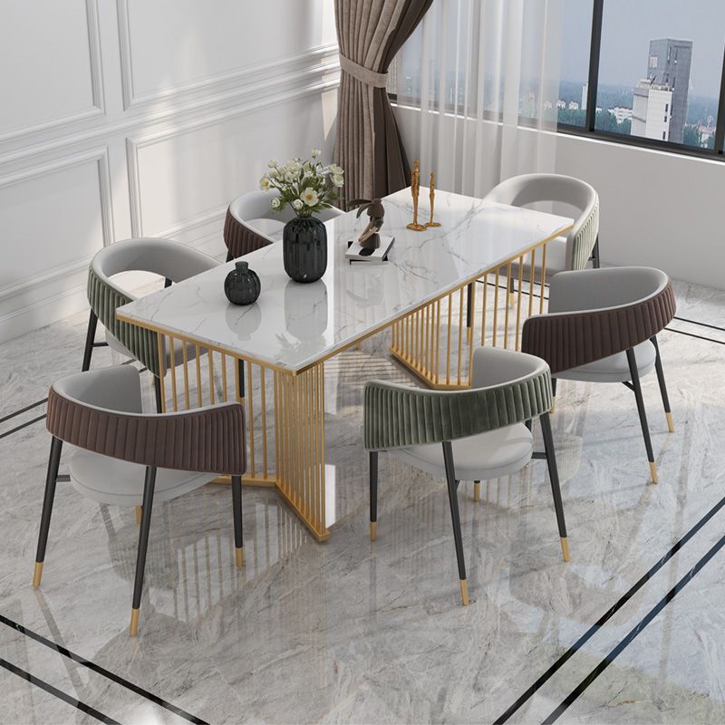 Glam Style 1/2/5/7 Pieces Dining Set Marble Top Dining Table Set with Velvet Chairs Clearhalo 'Dining Room Sets' 'Dining Tables & Seating' 'dining_room_set' 'furn' 'furn_dining_room_set' 'Furniture' 'furniture_dining_room_set' 'Kitchen & Dining Furniture' 'kitchen&dining_furn' 'kitchen' 1200x1200_b15151f2-ec5c-45a5-b13c-e847865da642
