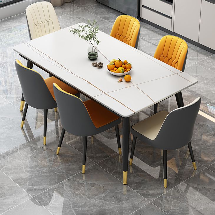 Industrial Style Home Sintered Stone Dining Table Rectangle Table with 4 Legs Carbon Steel Base Clearhalo ' dining_table' 'Dining Tables & Seating' 'Dining Tables' 'furn' 'furn_dining_table' 'Furniture' 'furniture_dining_table' 'Kitchen & Dining Furniture' 'kitchen&dining_furn' 'kitchen' 'kitchen_dining_table' 1200x1200_b152f691-7ca5-40e0-a351-c7467a51590b