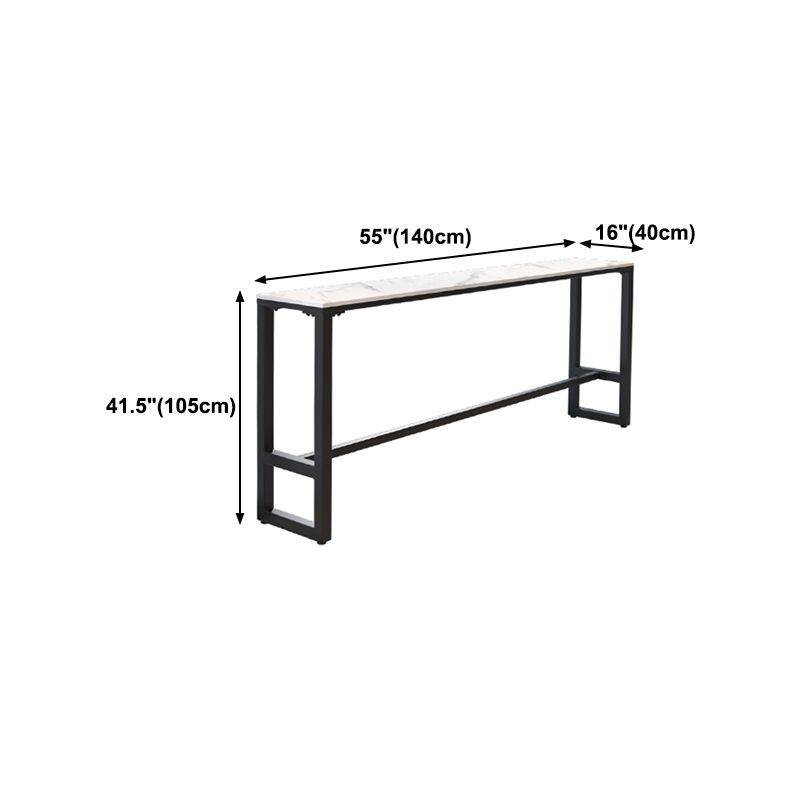 Industrial Black Iron Bar Table White Faux Marble Rectangle Top 41.3"H Bistro Table Clearhalo 'Bar Furniture' 'Bar Tables' 'bar_tables' 'furn' 'furn_bar_tables' 'Furniture' 'furniture_bar_tables' 'Kitchen & Dining Furniture' 1200x1200_b1534324-e0e5-4f08-af42-2ee972113023