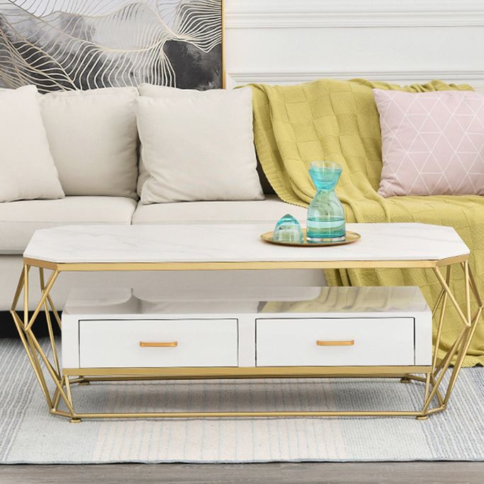 Geometric Slate 2 - Drawer Coffee Cocktail Table with Storage Shelf Clearhalo 'Coffee & Accent Tables' 'Coffee Tables' 'coffee_tables' 'furn' 'furn_coffee_tables' 'Furniture' 'Living Room Furniture' 1200x1200_b1544509-4f74-415c-b4b9-226992c10490